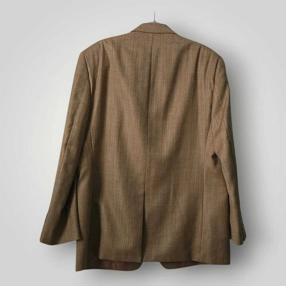 Lauren Ralph Lauren Silk Wool Blazer 44R Camel Tan Herringbone Old Money‎
